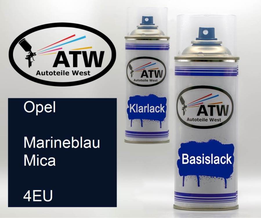 Opel, Marineblau Mica, 4EU: 400ml Sprühdose + 400ml Klarlack - Set, von ATW Autoteile West.